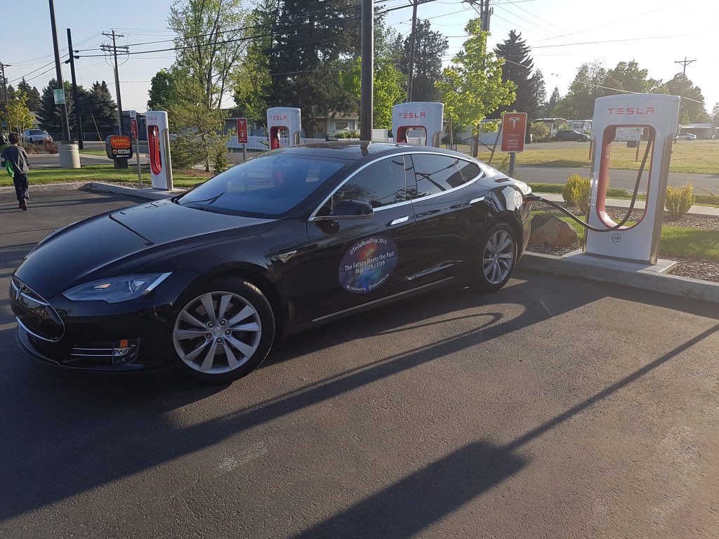 Locke family's Model S at a SuperCharger