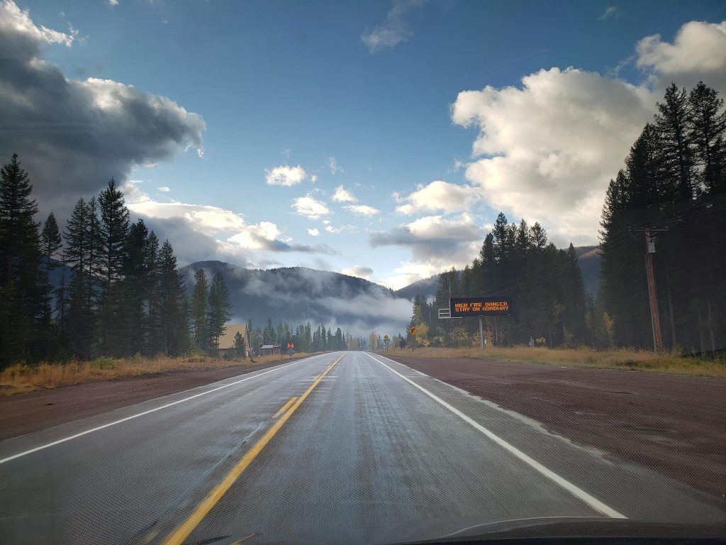 Driving through Glacier National Park