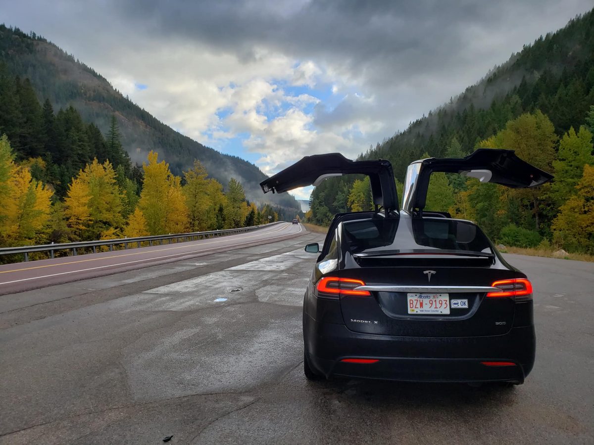 The Locke's Tesla Model X 90D in Glacier National Park